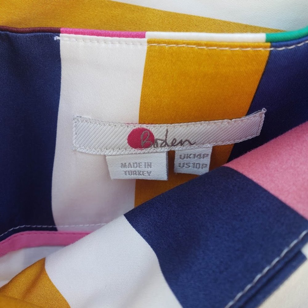 Boden Brooke Blue and Formica Stripe Belted Skirt - Picture 9 of 13